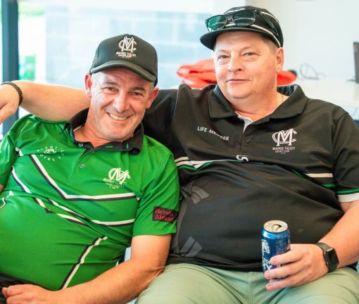 The weary punters: Dom Gibaldi (left) and Mark Gauci had earlier played in the nailbiter which saw the Seconds obtain a reverse outright result.