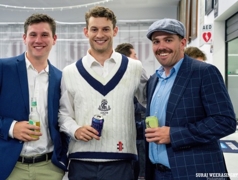 Enjoying the night: L-R Jack Newman, Sam Younghusband and Joshua Rennex.