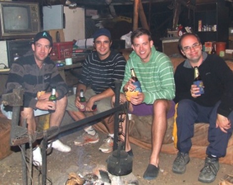 Around the campfire at the weekend away: L-R Ben Thomas, Murray Walker, Matt Thomas and Mickster Cumbo.