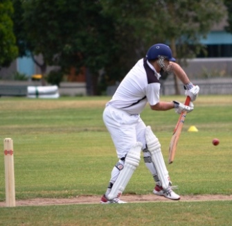 A colossus in defence: Michael Cumbo shows grit and determination to absorb early overs with the new ball.
