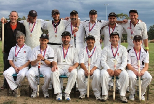 The Premiers: Moonee Valley Sixths L-R: Back - scorer Peter Smith, Pat Taylor, Jesse Felle, Joe Ansaldo, Michael Cumbo, Murray Walker and Shaun Rayment. Front - 12th man Grahame McCulloch, Sam Carbone, Dino Sapuppo, captain Danny Terzini, Mark Cini and Alex Gorham.