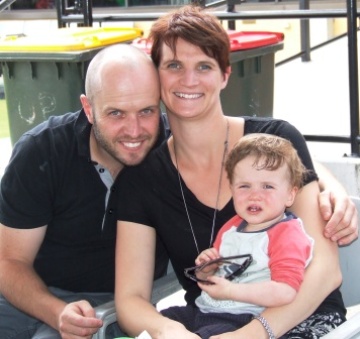 The Webb-Johnsons: Heath, Lezanne and future cricketer Reid at the Cup Day hoedown.