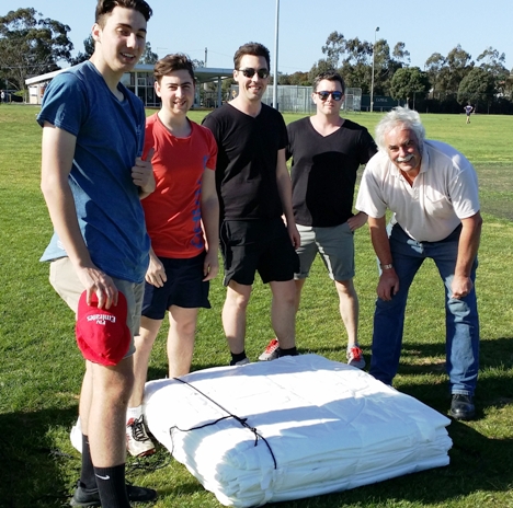 First we've got to unpack them: The inaugural covers team (L-R) included Steve and Matt Esmore, Ben Skok, Eddie Rayner and Charlie Walker.