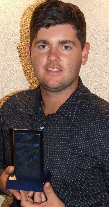 Chris Pollock with his Team of the Year trophy.