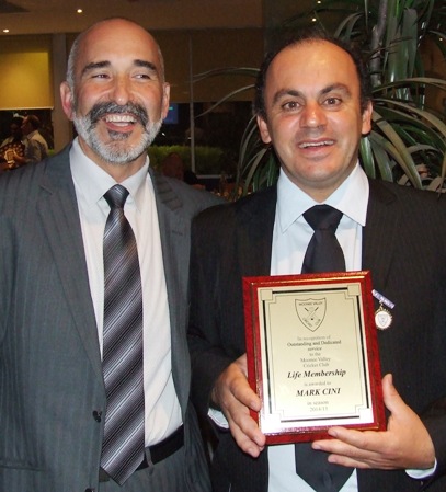 New Life Member Mark Cini (right) with his mentor and fellow Life Member Joe Ansaldo.