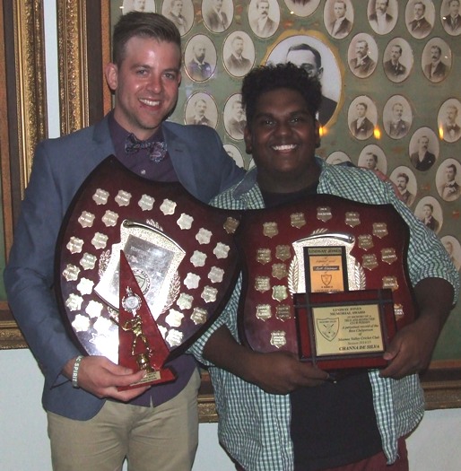 Badges of honor - Club Champion Matt Thomas (left) and Lindsay Jones Best Clubman Channa DeSilva.