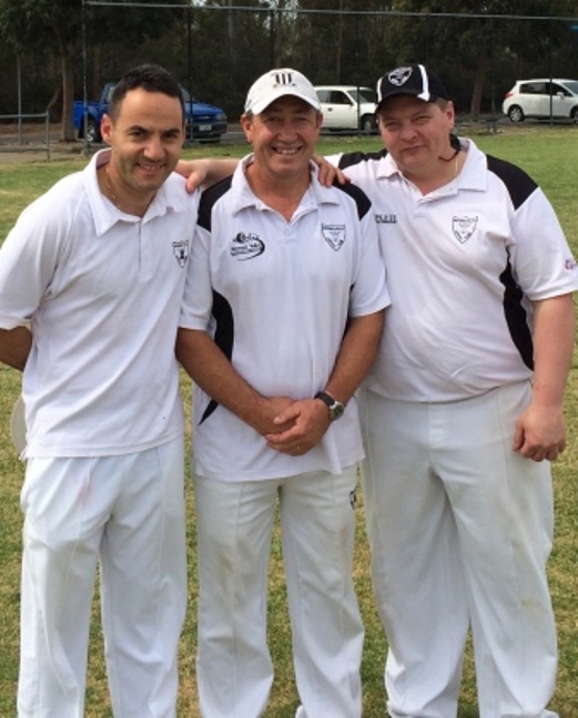 The three century-makers: L-R Sam Carbone, Paul Edwards and Mark Gauci.