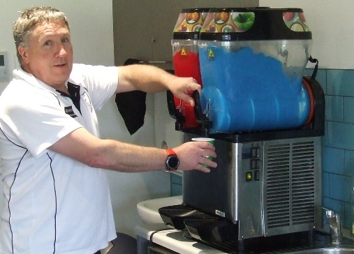 Peter Golding took charge of the slushie machine at the GF Day.