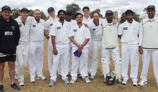 Our Barooga practice match winners: L-R Coach Tony Gleeson, Stephen Esmore, Nick Brelis, Jack Newman, Muhammed Ashraf, Channa DeSilva, Abhishek Mehta, Anthony Cafari, Ben Thomas, Suraj Weerasinghe, Sameera Vithana and Shiwantha Kumara.