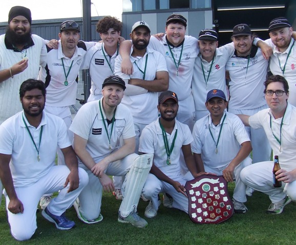 The winning team. L-R. Back - Manu Singh, Paul Bannister, Tom Morrissy, Sunny Singh, Andreas Skiotis, Sam Carbone, Mick Bannister, Sam Coventry-Poole. Front - Pavan Menugonda, Dom Rettino, Jay Patel, Prashant Hirani and Ben Skok.