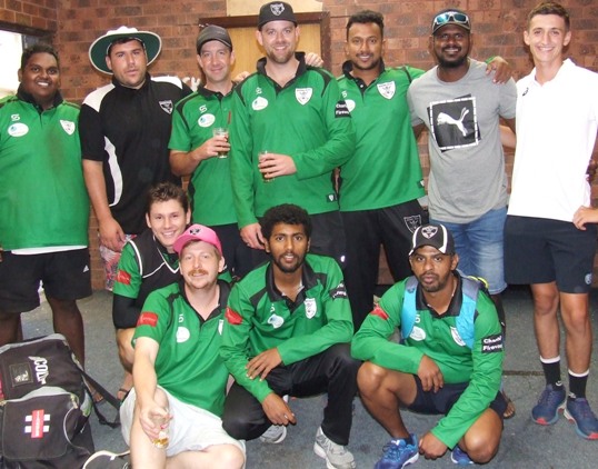 The team which helped Matt Thomas celebrate his 200th game: L-R. Back - Channa DeSilva, Joshua Gorry, Ben Thomas, Matt Thomas, Shiwantha Kumara, Nadeera Thuppahi and Luca Nimorakiotakis. Front - Jack Newman, Bede Gannon, Suraj Weerasinghe and Samara Vithana.