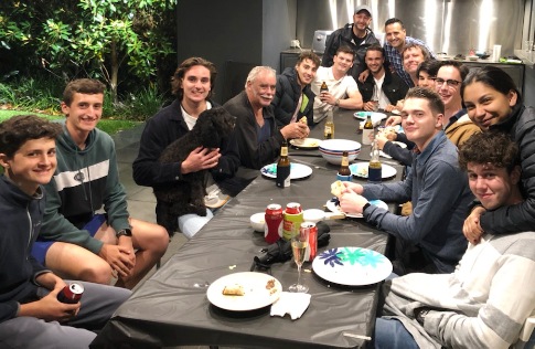 Playing cricket's hungry work - so thanks to the hospitality from Bill and Cherie Nimorakiotakis. Sevenths players from left: Noah and Luca Nimorakiotakis, Anthony Cafari, Charlie Walker. Stephen Esmore, Nick Dachs, George Manousos, Luke Brock, Bill Nimorakiotakis, Shaun Rayment, Simon Kapitelli, Joshua Boult, Simon Janetzki and Nick Pigitsakis with Amber.