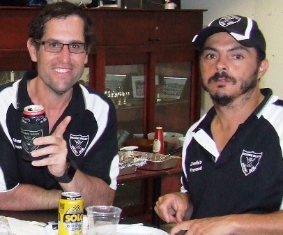 300-gamer Danny Terzini (right) with joint Sixths captain Brendan Rhodes.