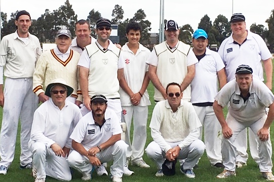 Team members from Danny Terzini's 300th game: L-R. Back - Nick Taylor, Graeme Bloom, Shaun Rayment, Brendan Rhodes, Krish Kanchan, Michael Cumbo, Anthony Leonardo, Geoff Smith. Front - John Petropoulos, Danny Terzini, Pat Taylor and Peter Smith.