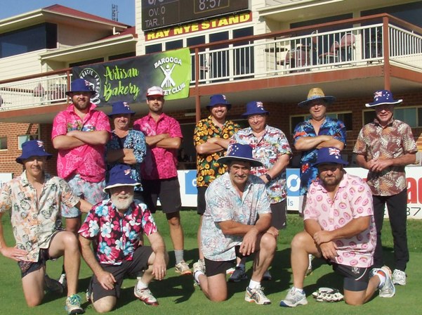 Our team for the win in Game 2 of the tournament. L-R: Back - Matt Thomas, Sean O'Kane, Justin Maley, Nate Wolland, Mark Gauci, Jason 'Guru' Stephens and Trevor Pridham. Front - Craig Pridham, Allan Cumming, Tony Gleeson and Glen Courts.