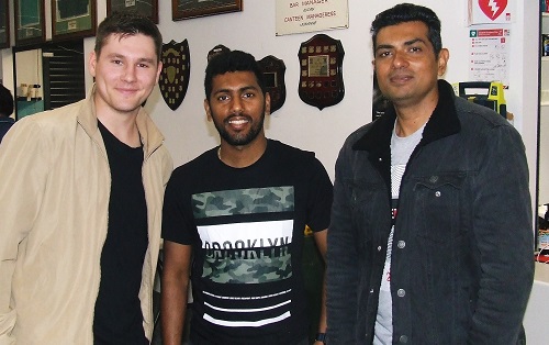 The season launch, but no actual season yet! L-R Firsts captain Jack Newman, Suraj Weerasinghe and Wasim Abbas.