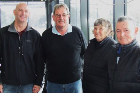 Moonee Valley greats: L-R Mick Harvey, Ian Sutherland and Betty and Rod McLeod.