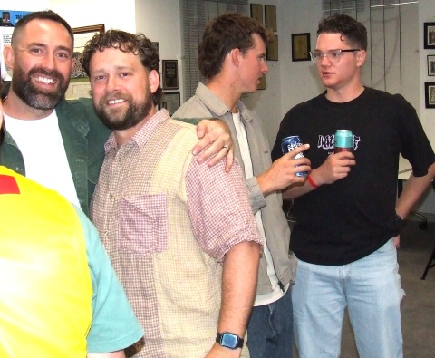 Helping celebrate a good night: L-R Steve Hazelwood, Brayden McGregor, Will Blair and Tom Janetzki.