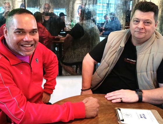 Moonee Valley's new coach Shak Prasad (left) discusses the upcoming season with President Mark Gauci. Moonee Valley's new coach Shak Prasad (left) discusses the upcoming season with President Mark Gauci.